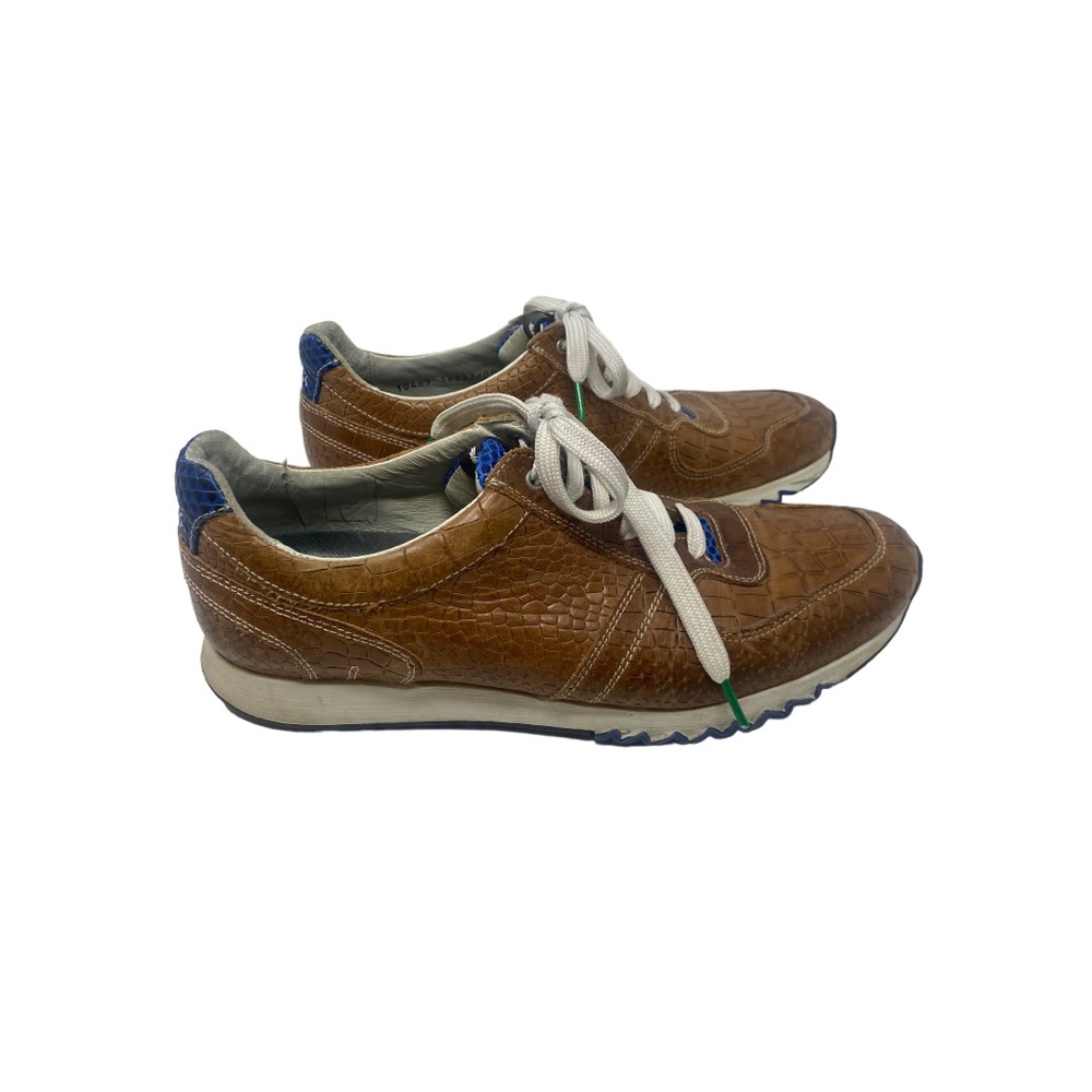 Floris Van Bommel brown leather lace up sneakers